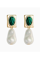Accessories Shop at Junebug Square Malachite and Pearl Drop Earrings