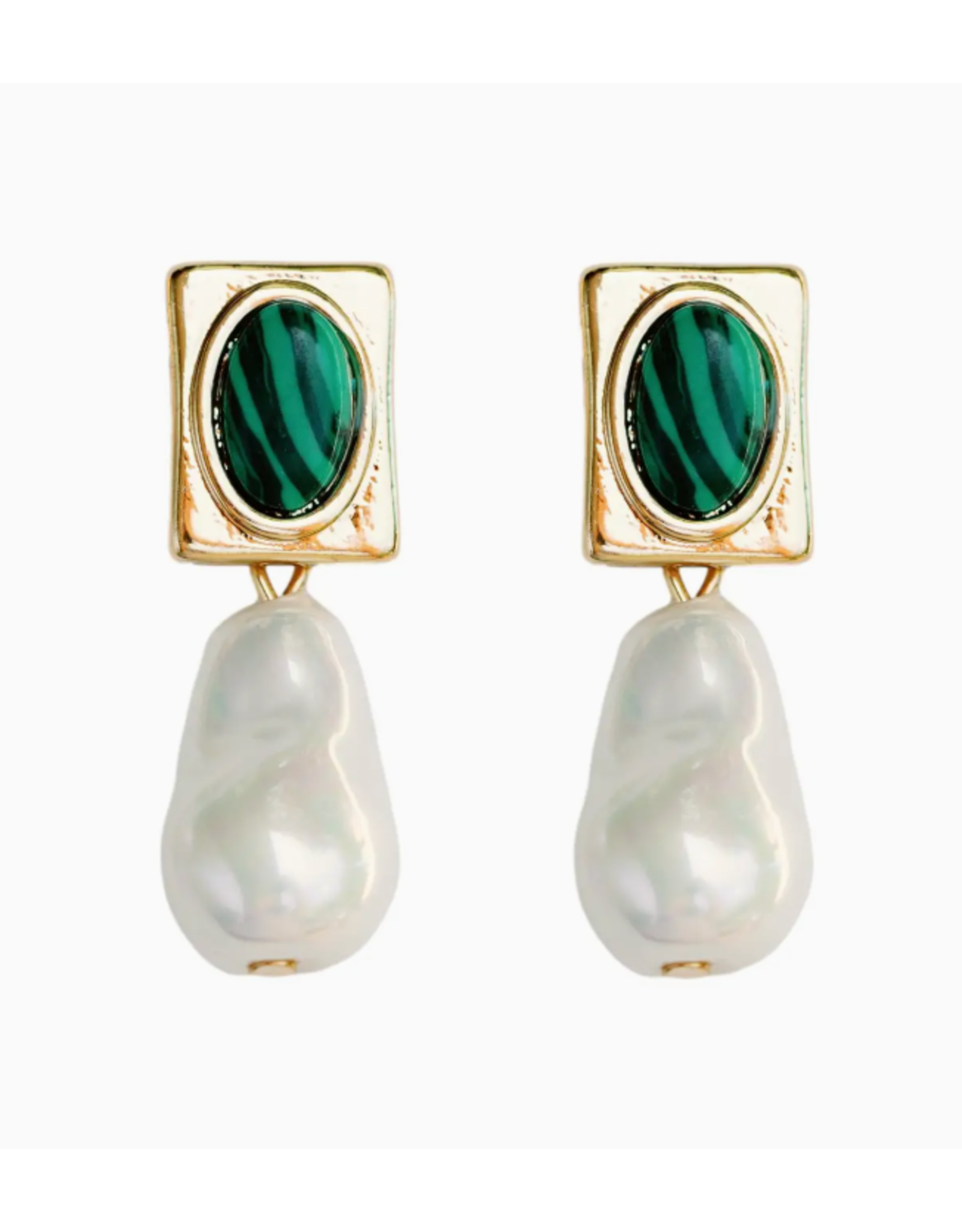 Accessories Shop at Junebug Square Malachite and Pearl Drop Earrings