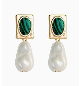 Accessories Shop at Junebug Square Malachite and Pearl Drop Earrings