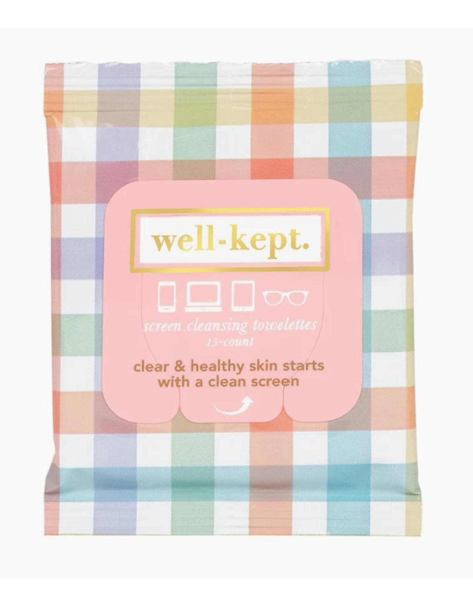 Well-Kept Screen Wipes - Pack of 15 in Gingham Check