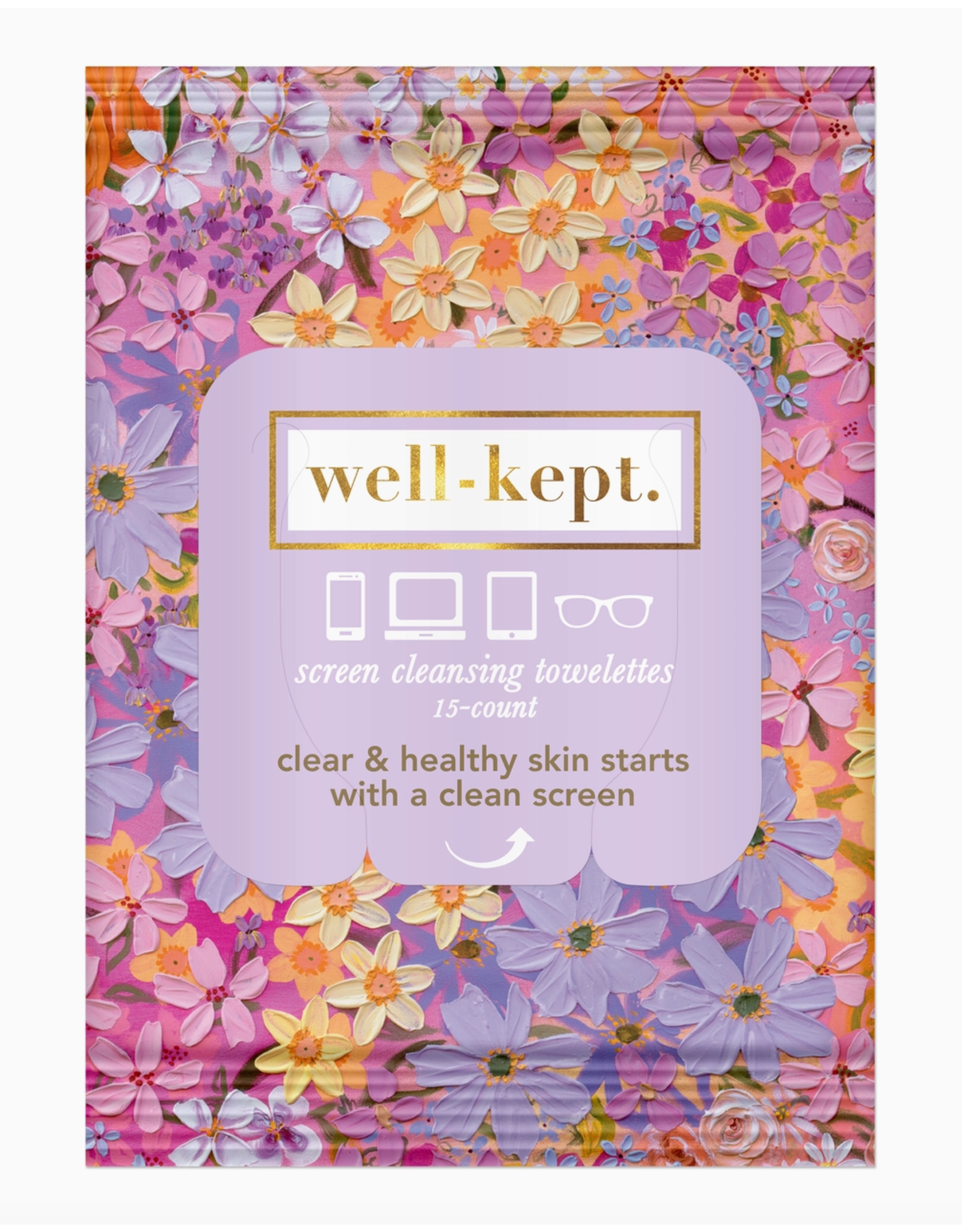 Well-Kept Screen Wipes - Pack of 15 in Flower Power