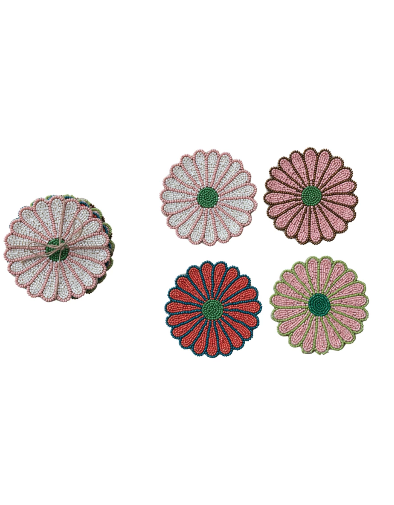 Decor Shop at Junebug Flower Shaped Beaded Coasters - Set of 4