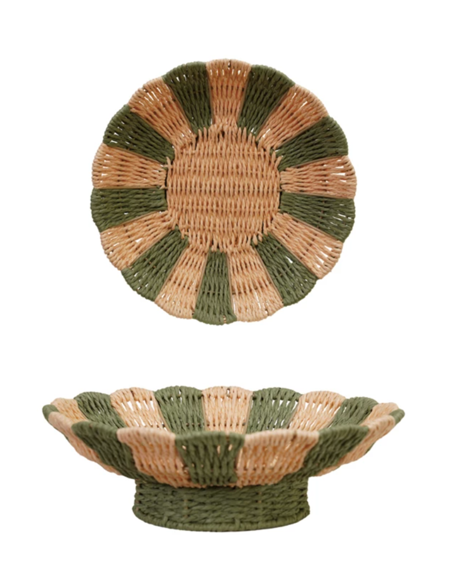 Decor Shop at Junebug Woven Footed Bowl in Green Stripe
