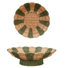 Decor Shop at Junebug Woven Footed Bowl in Green Stripe