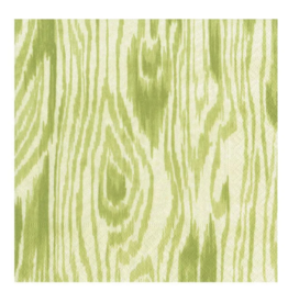 Caspari Woodgrain Moss Green Cocktail Napkin