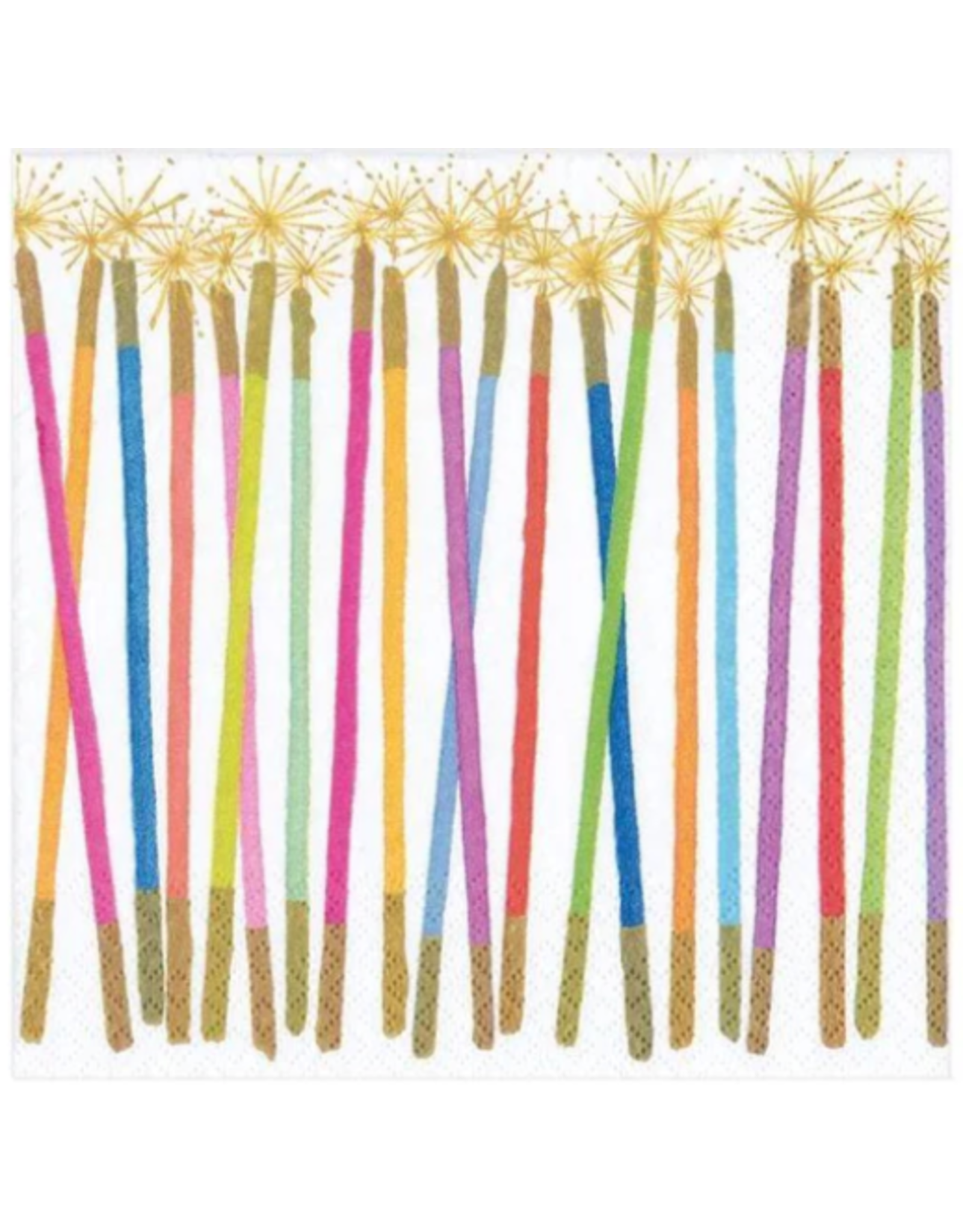 Caspari Multicolored Candles Cocktail Napkin