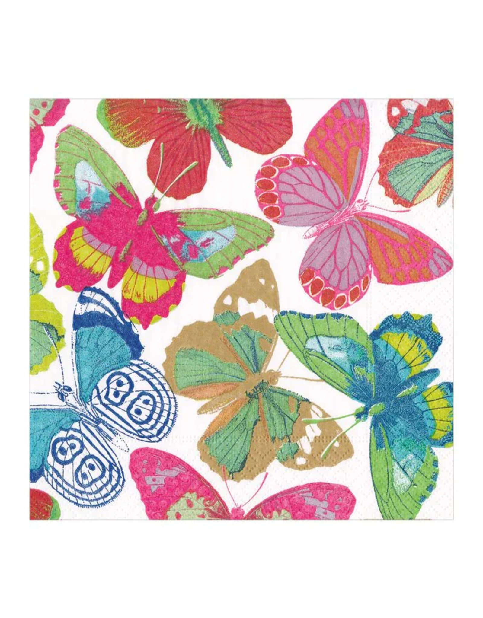 Caspari Butterflies Bright Cocktail Napkin