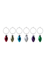 Decor Shop at Junebug Blown Glass Holiday Bulb Wine Charms - Set of 6