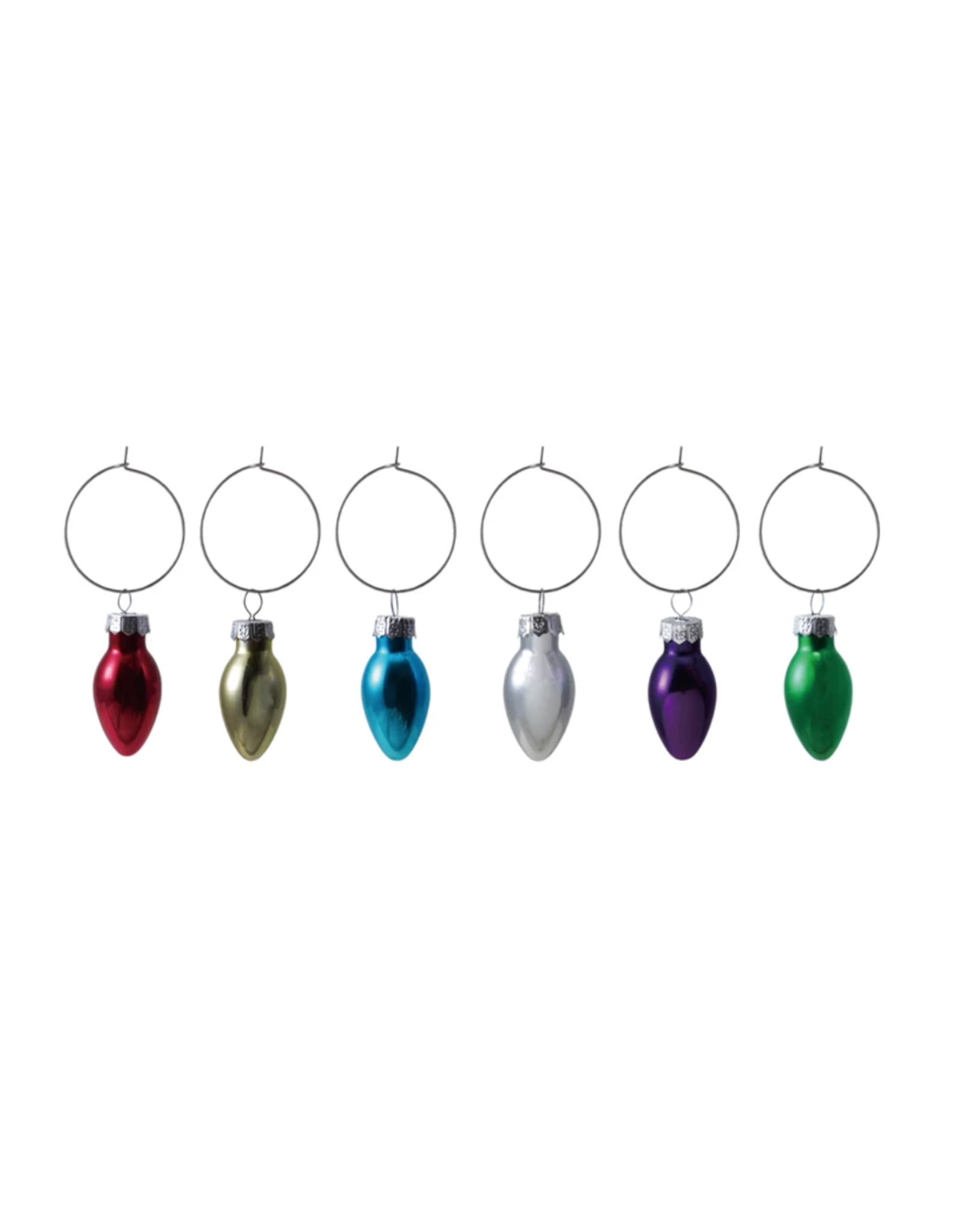 Decor Shop at Junebug Blown Glass Holiday Bulb Wine Charms - Set of 6