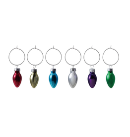 Decor Shop at Junebug Blown Glass Holiday Bulb Wine Charms - Set of 6