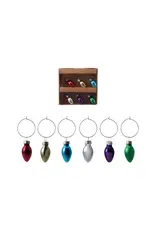 Decor Shop at Junebug Blown Glass Holiday Bulb Wine Charms - Set of 6