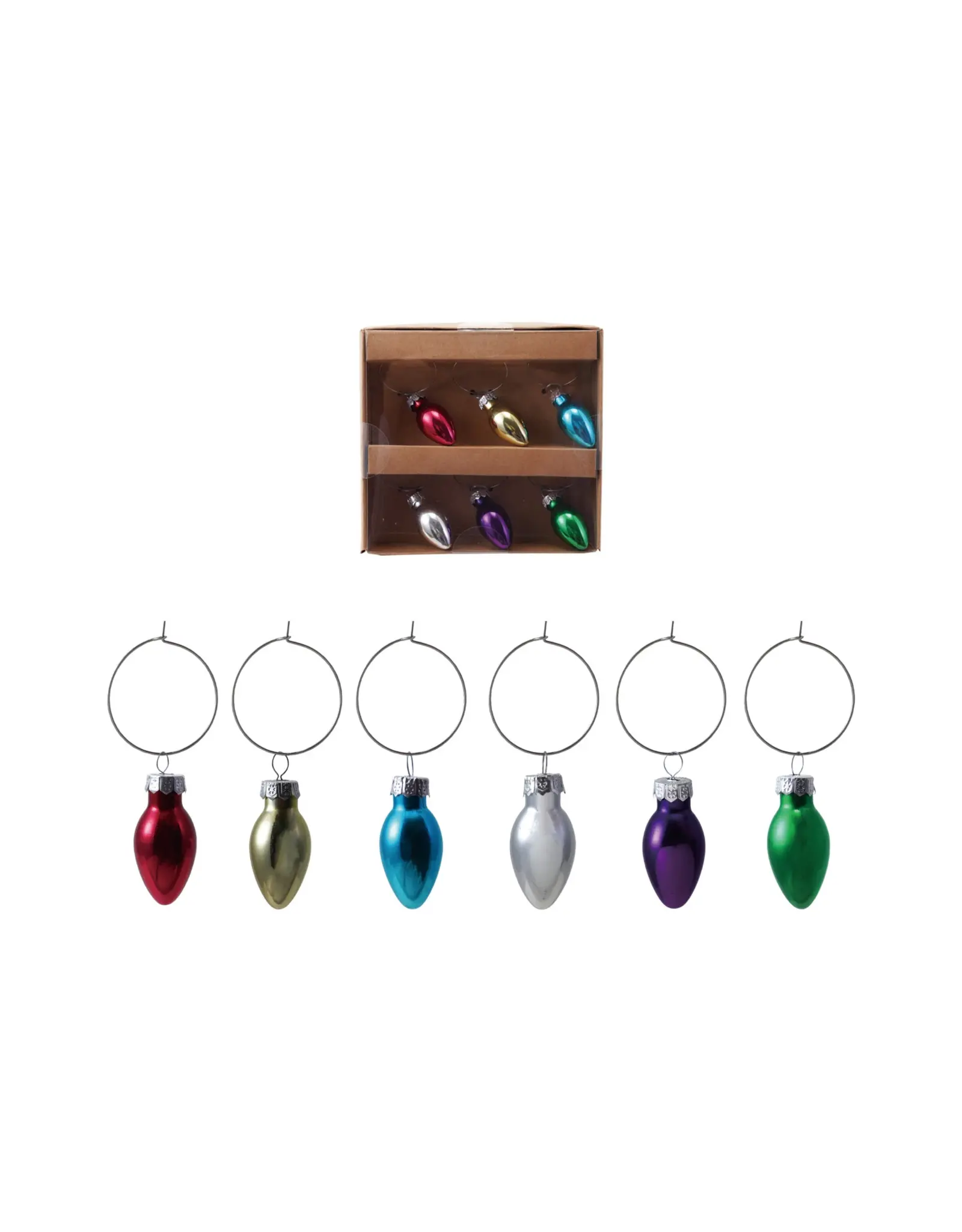 Decor Shop at Junebug Blown Glass Holiday Bulb Wine Charms - Set of 6