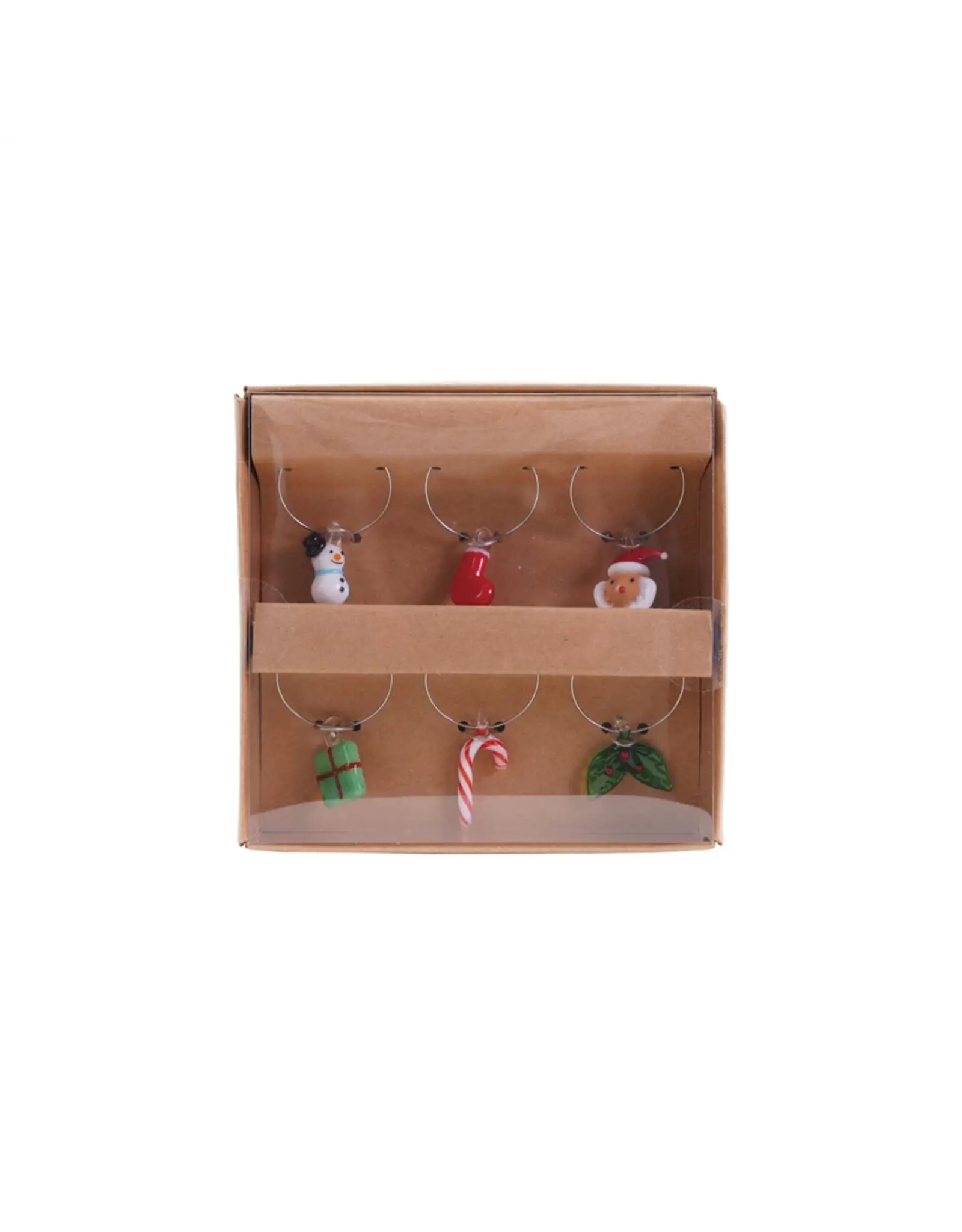 Decor Shop at Junebug Blown Glass Holiday Figurine Wine Charms - Set of 6