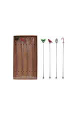 Decor Shop at Junebug Cocktail Drink Stirrers with Holiday Figurines - Set of 4