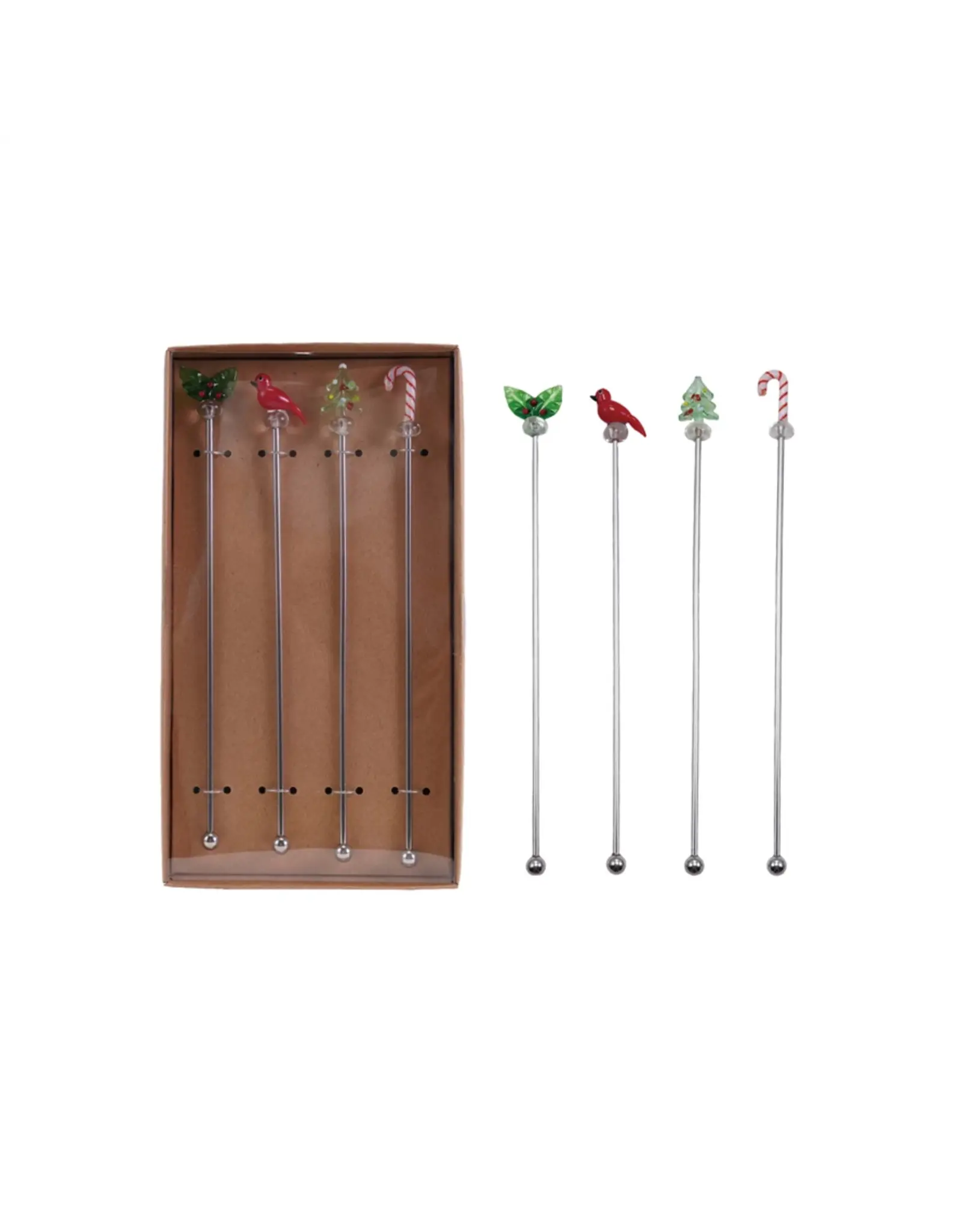 Decor Shop at Junebug Cocktail Drink Stirrers with Holiday Figurines - Set of 4