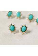Accessories Shop at Junebug Turquoise and Pearl Oval Stud Earrings