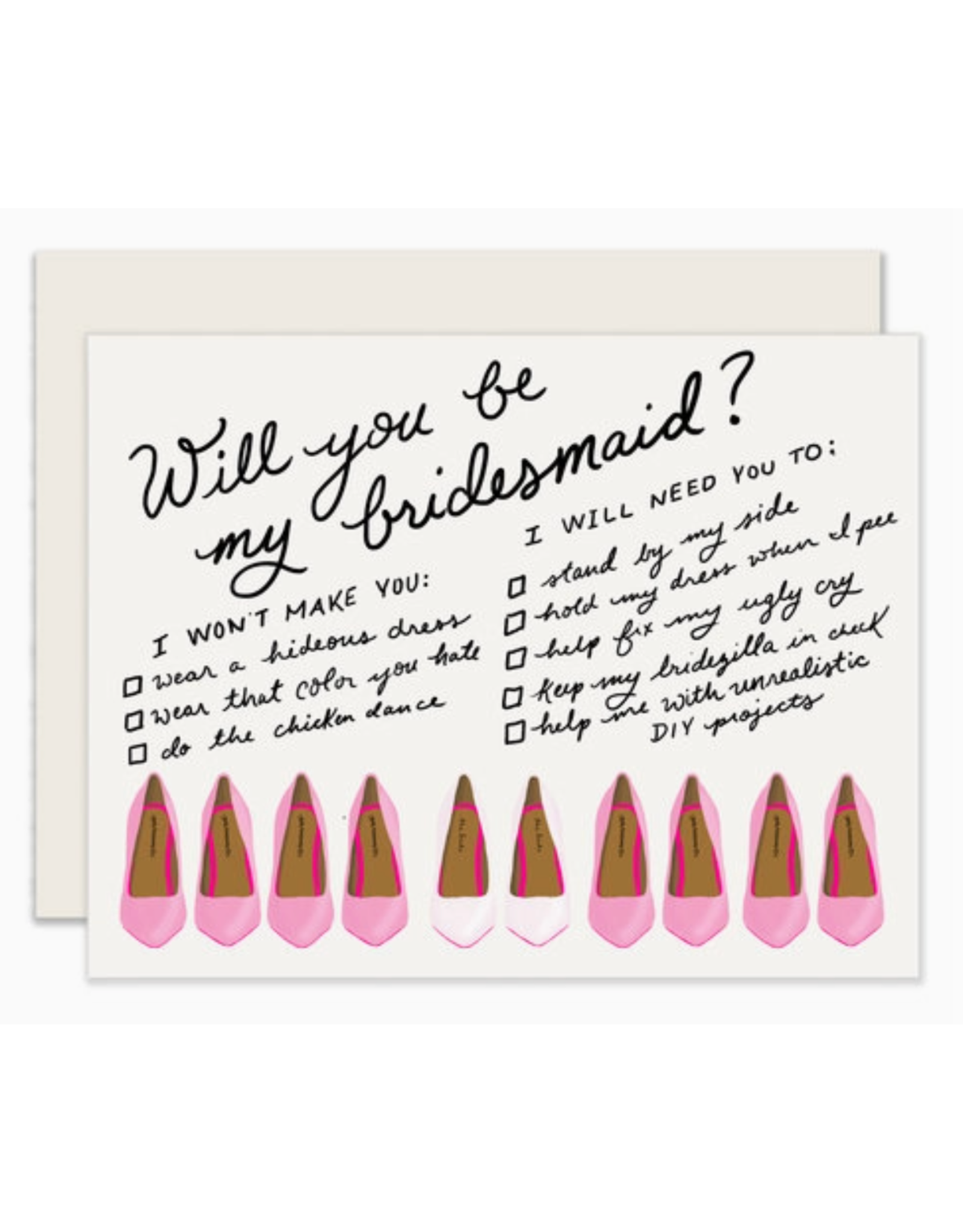 Slightly Stationery Bridesmaid Shoes Card