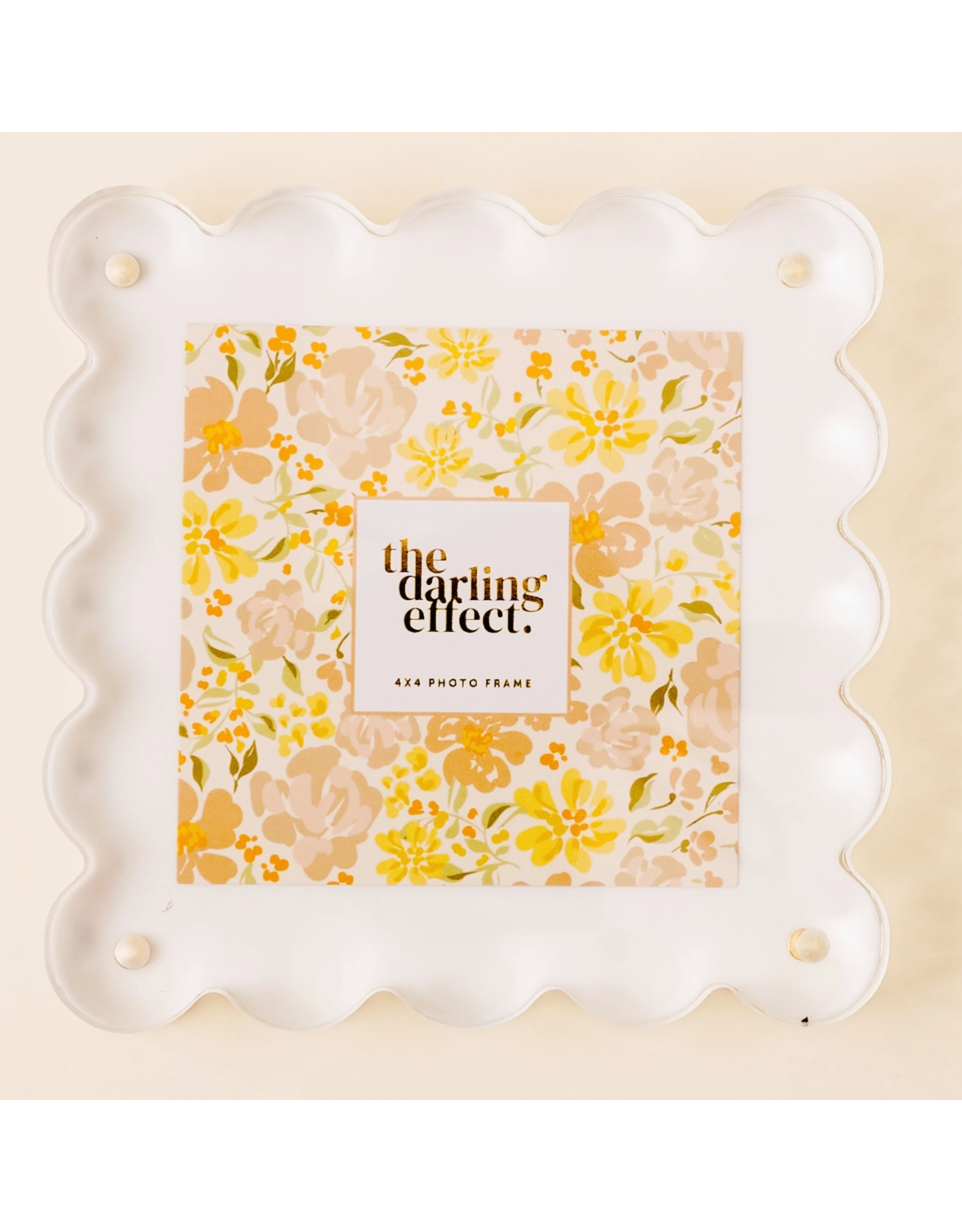 The Darling Effect Square Scalloped Acrylic 4x4  Frame in White