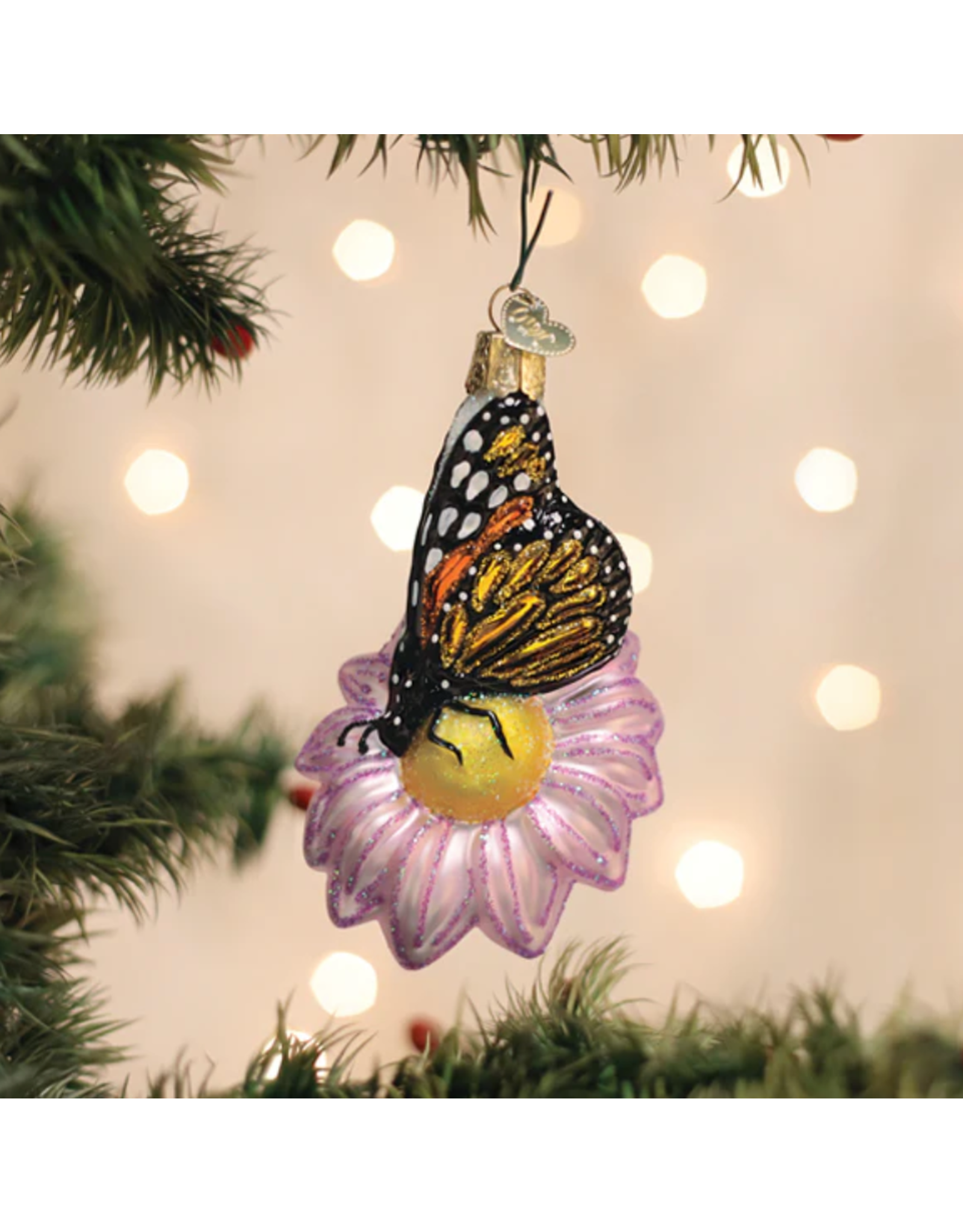 Monarch Butterfly on Flower Ornament