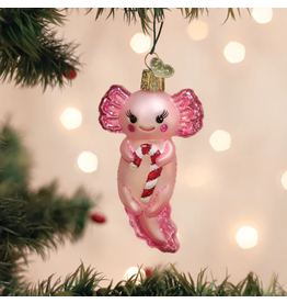 Axolotl with Candy Cane Ornament