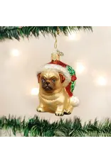 Holly Hat Pug Ornament