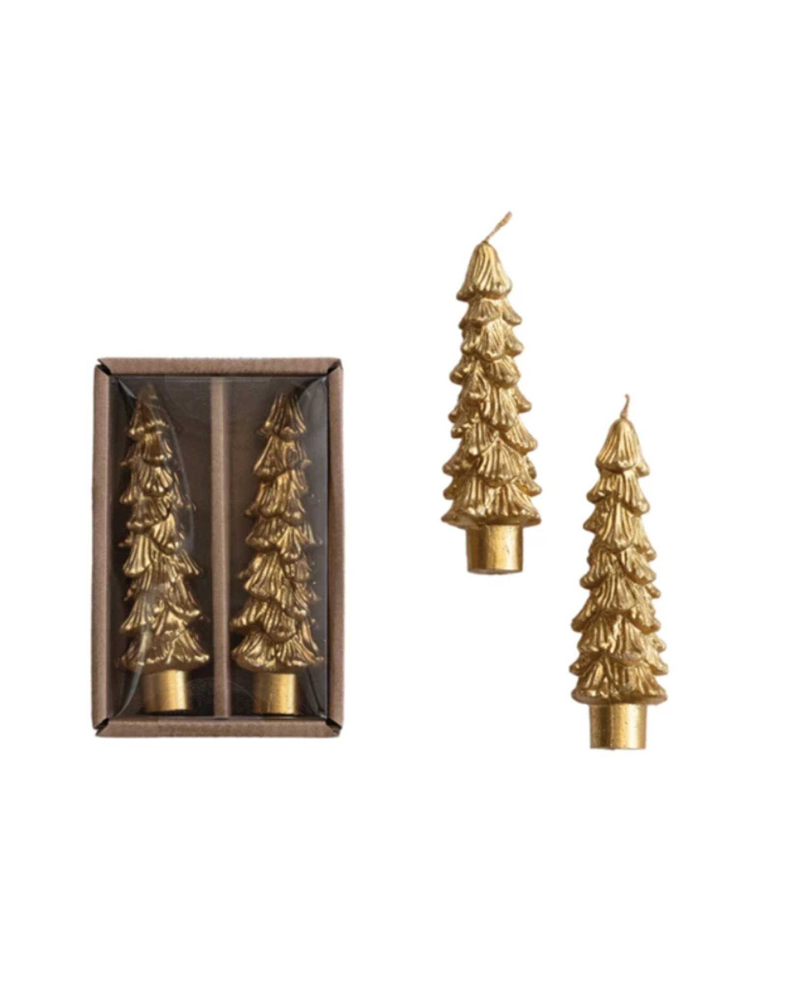 Decor Shop at Junebug Short Tree Shaped Taper Candle Set of 2 in Antique Gold