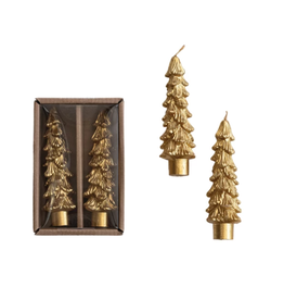 Decor Shop at Junebug Short Tree Shaped Taper Candle Set of 2 in Antique Gold