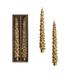 Decor Shop at Junebug Tree Shaped Taper Candle - Set of 2 in Antique Gold