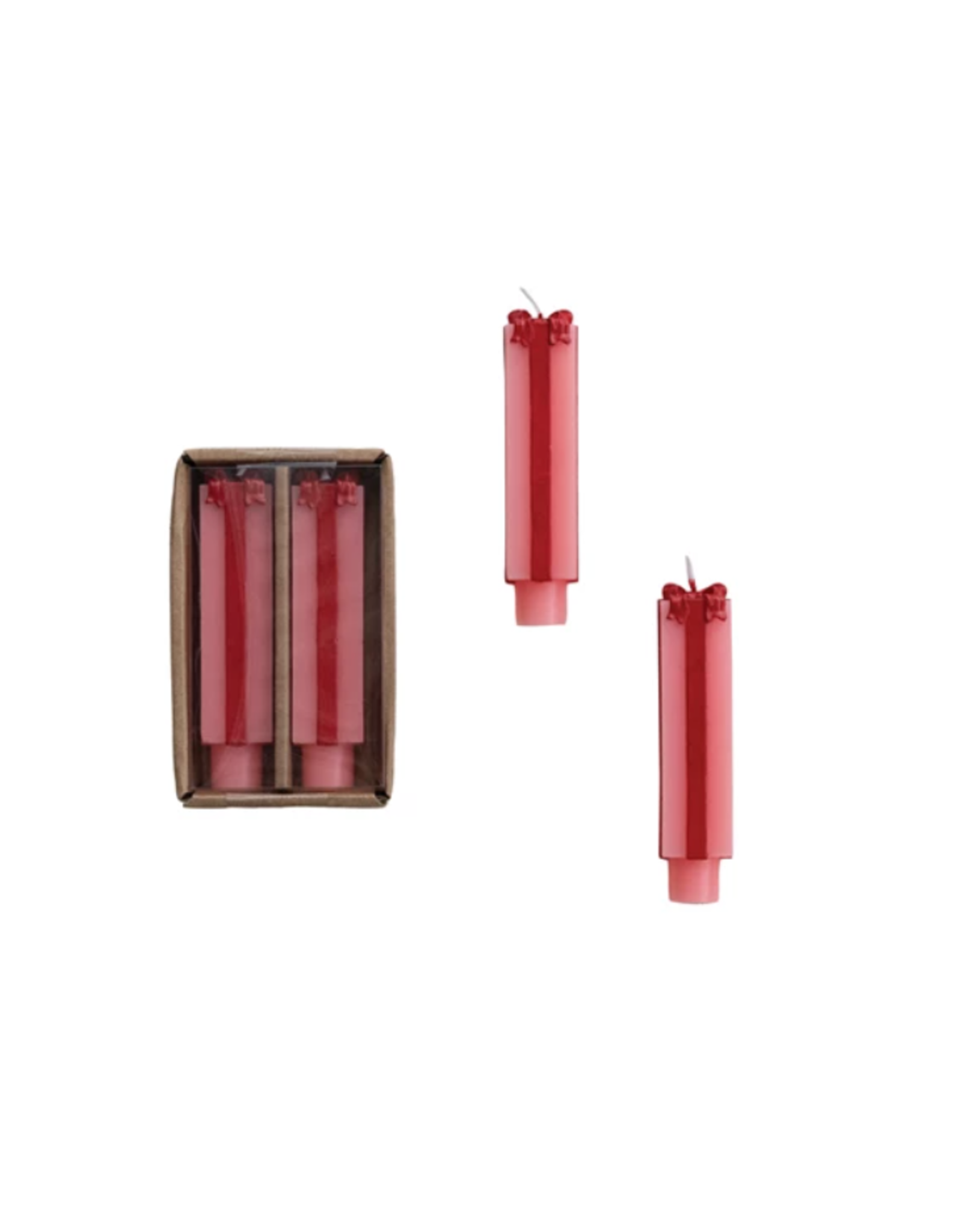 Decor Shop at Junebug Short Gift Shaped Taper Candles - Set of 2 in Pink & Red