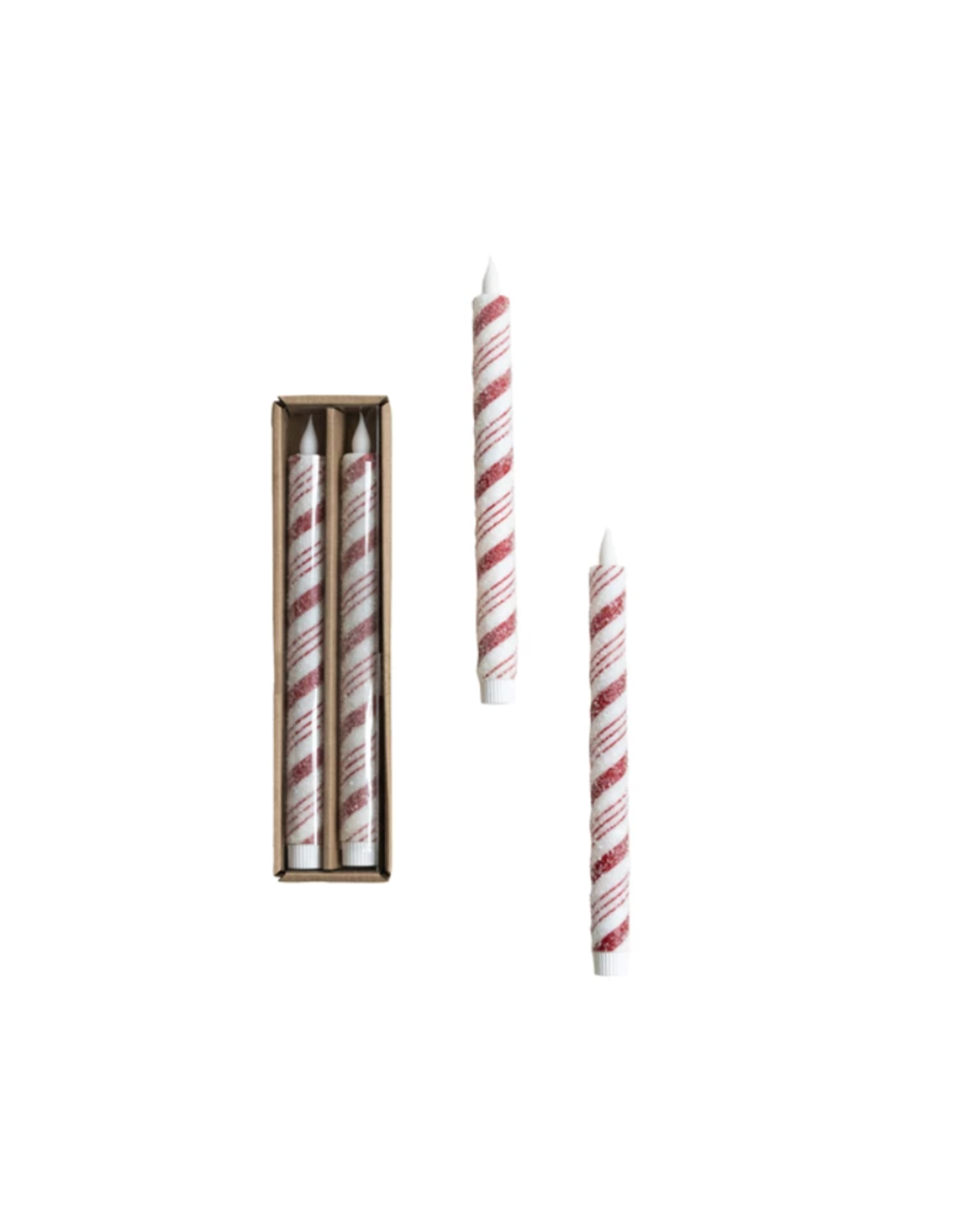 Decor Shop at Junebug Flameless LED Peppermint Taper Candles - Set of 2
