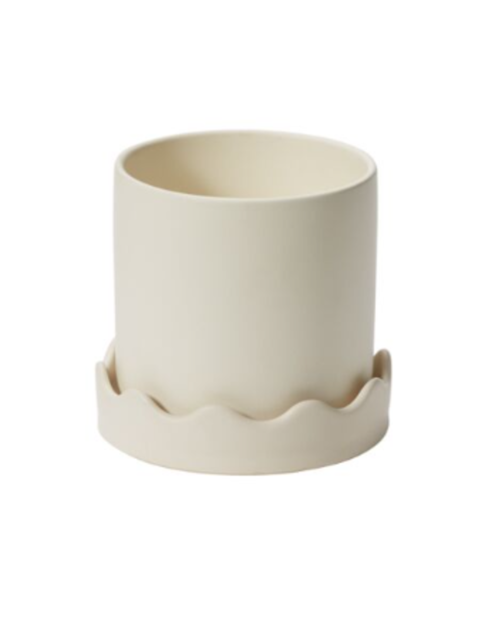 Decor Shop at Junebug Pissaro Pot with Saucer in Off White 6" x 5.75"