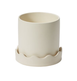Decor Shop at Junebug Pissaro Pot with Saucer in Off White 6" x 5.75"