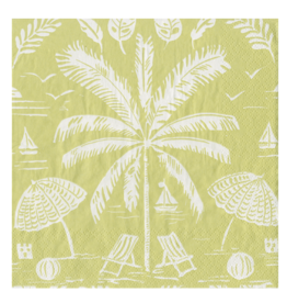 Caspari Palms and Parasols in Key Lime Cocktail Napkin