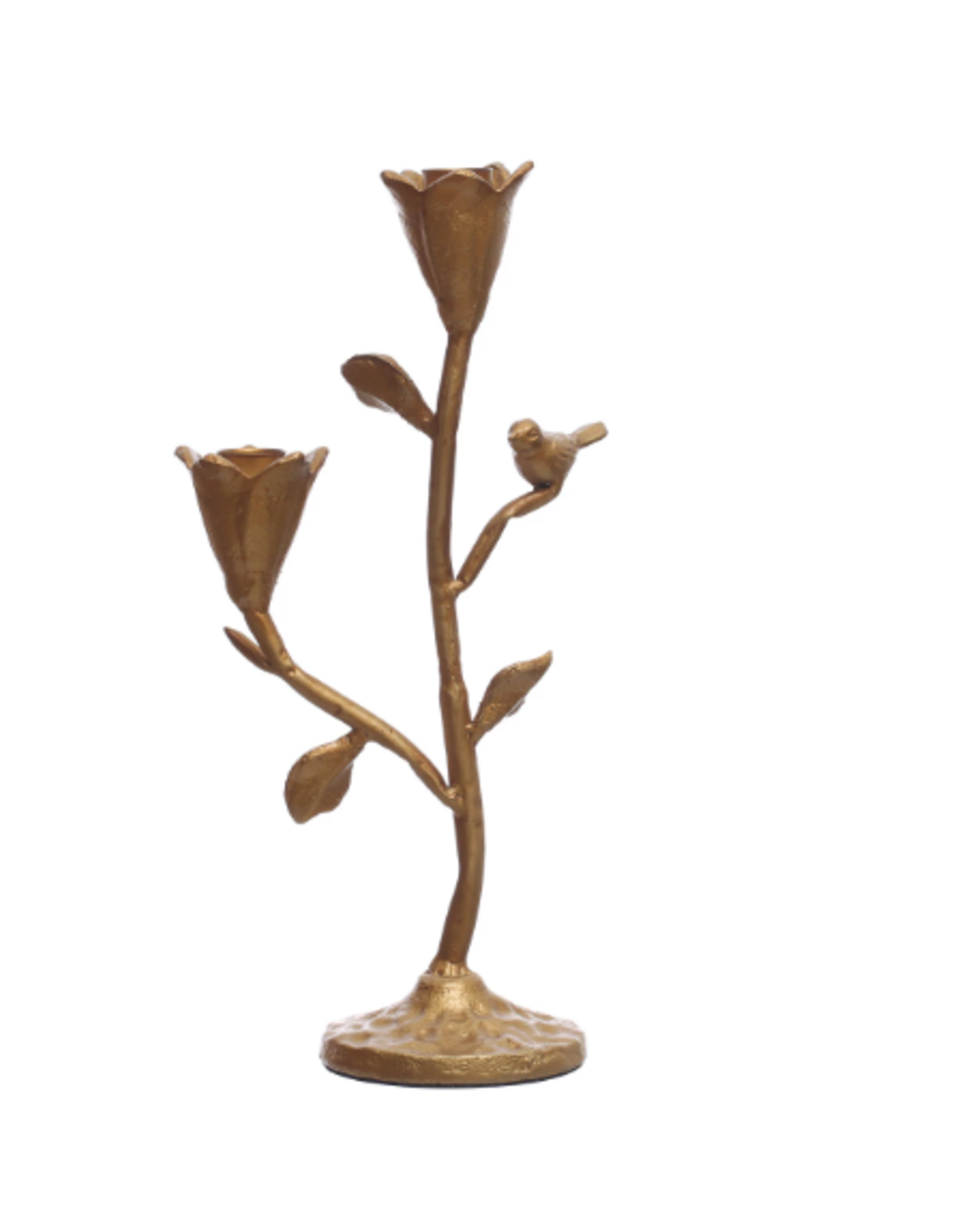 Decor Shop at Junebug Flowers & Bird Candelabra in Gold