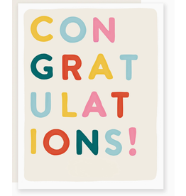 Slightly Stationery Colorful Block Letter Congratulations Card