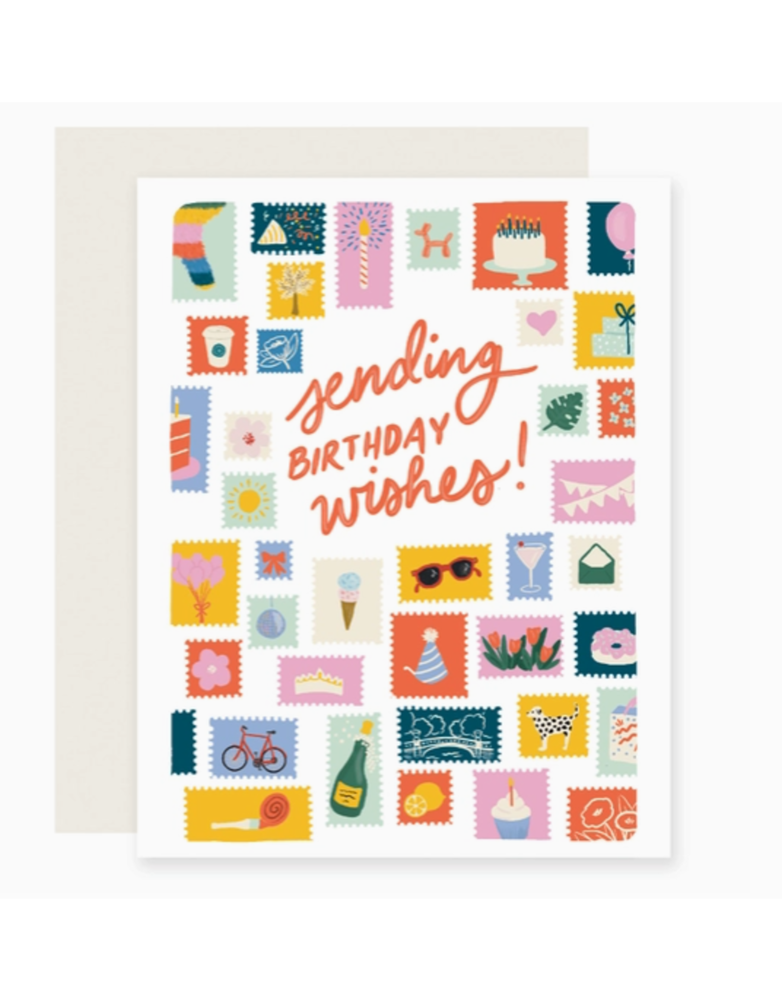 Slightly Stationery Sending Birthday Wishes Stamps Card