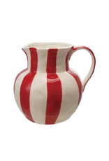 Decor Shop at Junebug Stoneware Pitcher in Red & White Stripe