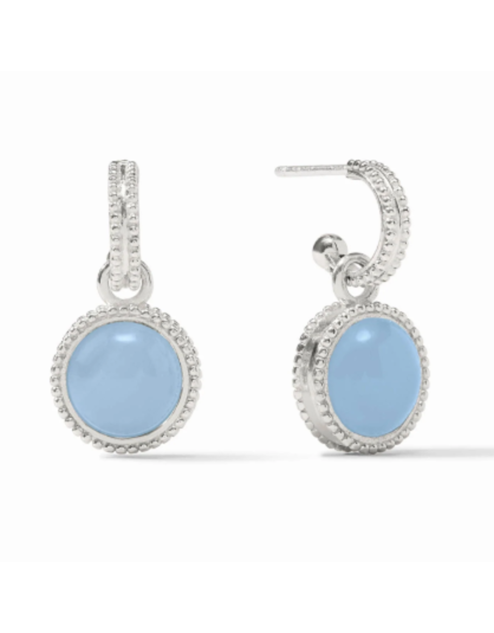 Julie Vos Fleur de Lis Hoop & Charm Earring in Silver & Chalcedony Blue by Julie Vos