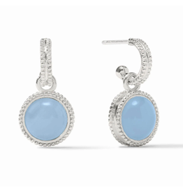 Julie Vos Fleur de Lis Hoop & Charm Earring in Silver & Chalcedony Blue by Julie Vos