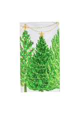 Caspari Christmas Trees with Lights Guest Towel