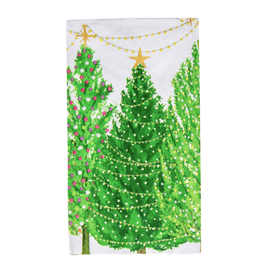 Caspari Christmas Trees with Lights Guest Towel