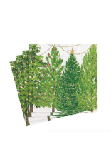 Caspari Christmas Trees with Lights Cocktail Napkin