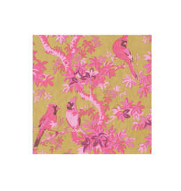 Caspari Scenic Songbirds Cocktail Napkin in Fuchsia Pink