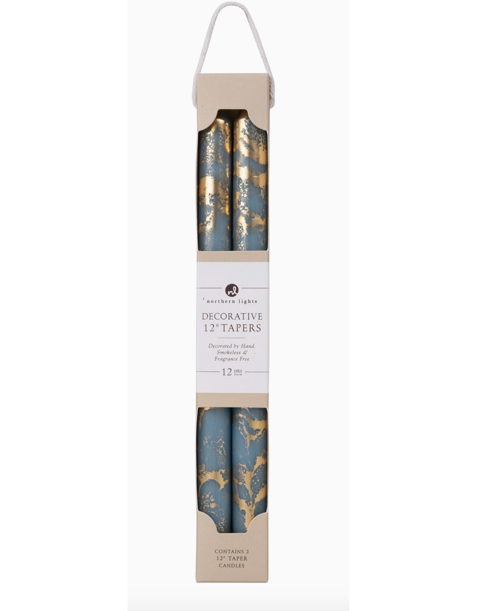 Northern Lights Taper Candle 2 Pack in Prairie Blue with Gold
