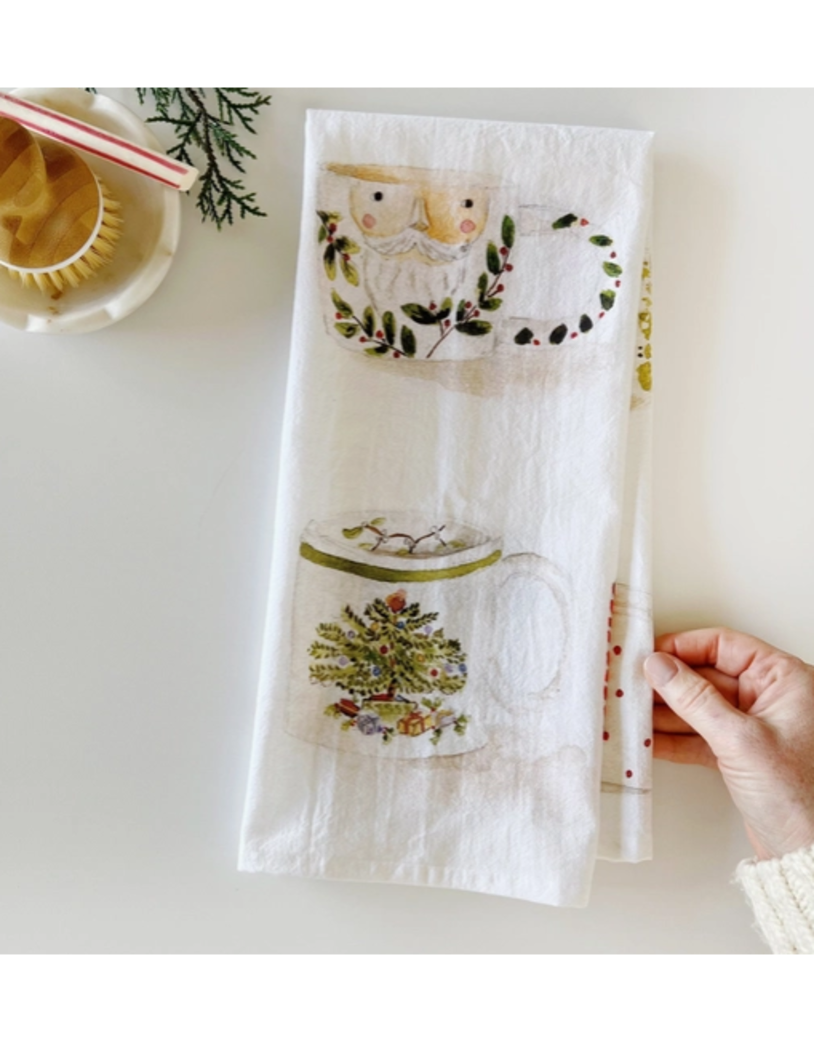 Emily Lex Studio Christmas Mugs Tea Towel