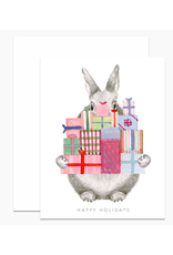 Dear Hancock Bunny Holding Holiday Gifts Card