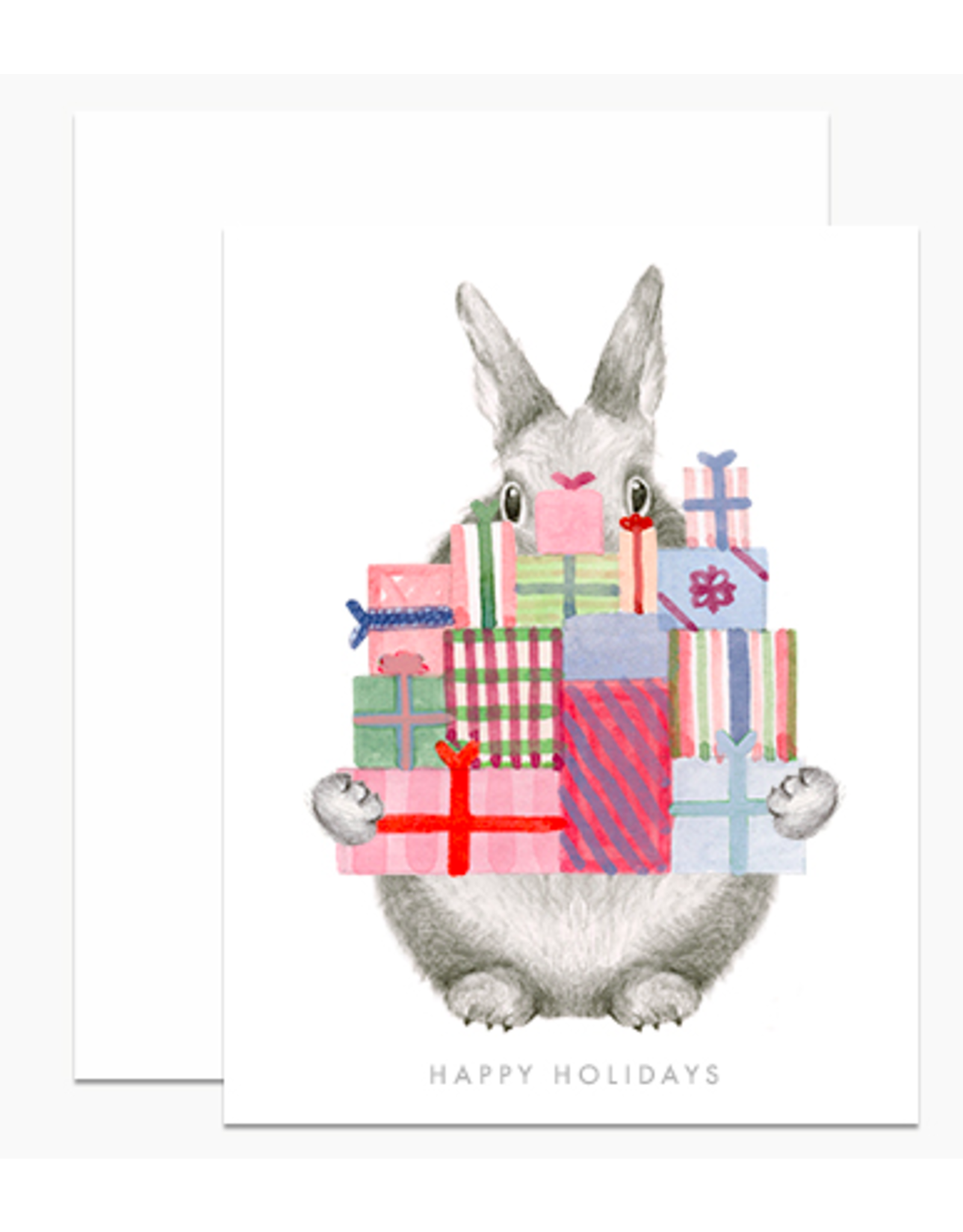 Dear Hancock Bunny Holding Holiday Gifts Card