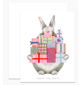 Dear Hancock Bunny Holding Holiday Gifts Card