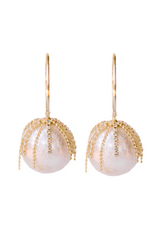 Accessories Shop at Junebug Diamond Fringe Pearl Hoop Earrings