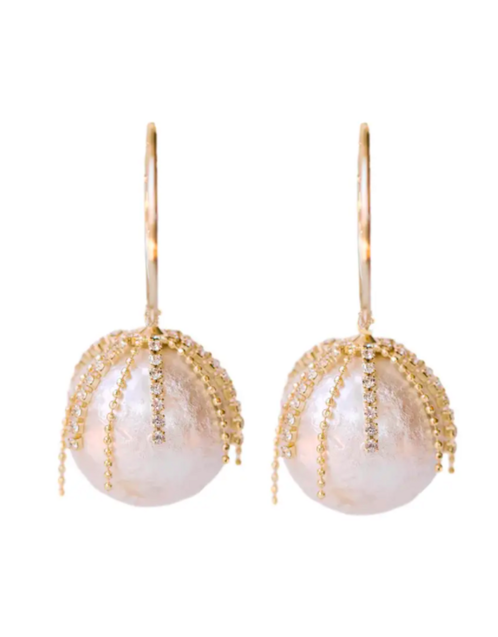 Accessories Shop at Junebug Diamond Fringe Pearl Hoop Earrings